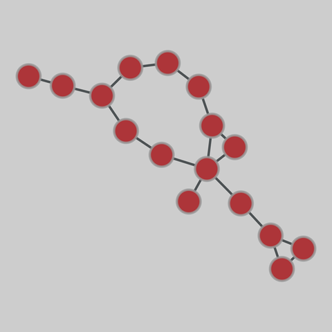 internet_top_pop: Internet topology (PoP level) (1969-2012). 16 nodes, 18 edges. https://networks.skewed.de/net/internet_top_pop#Rhnet