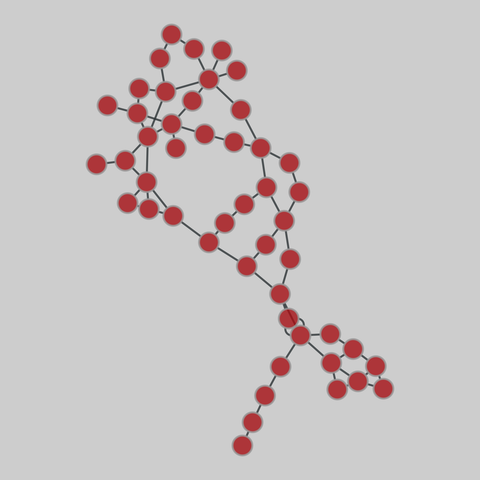 internet_top_pop: Internet topology (PoP level) (1969-2012). 48 nodes, 65 edges. https://networks.skewed.de/net/internet_top_pop#Bellcanada
